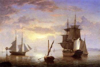 Fitz Hugh Lane : Ships in a Harbor, Sunrise